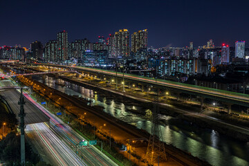 Fototapeta na wymiar Seoul, South Korea, night view of Geumcheon-gu