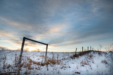 winter landscape with fence