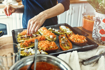 Appetizer is small portion of food served before or beginning of meal. Common examples: chicken, salad, potato, sandwich, bruschetta or cheese and crackers. It may be elegant in some restaurants.