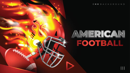 Red Burning American Football Helmet Background © Si_Rubah_Hitam