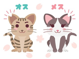 耳カットした地域猫のペアのイラスト
