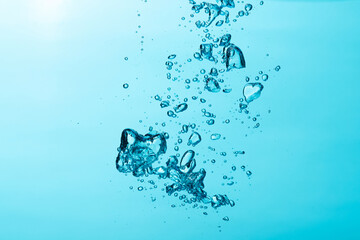 Close up of  air bubble , isolated on blue background.