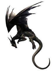 3d ilustrtion black dragon wyvern © david