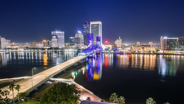 Time Laspe - Aerial View of Jacksonville Downtown with Waterfront