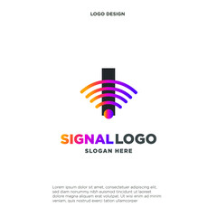 initial I wifi connection communication creative logo template vector illustration