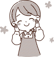 主婦・女性保育士　モノクロコミック風