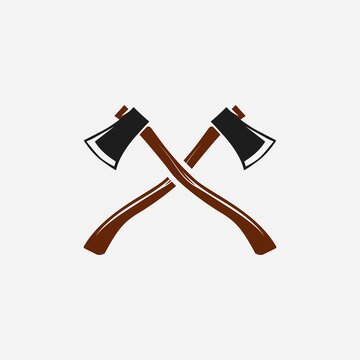 Cross axe symbol logo design vector template