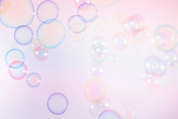 Beautiful circles colorful soap bubbles texture background. Party fun holiday, celebration. Sweet valentines day pink background.