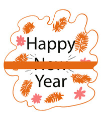 happy new year svg ,autumn leaves on white