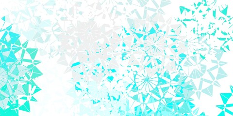 Light blue, green vector pattern with colored snowflakes.