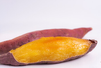 Japan Roasted Sweet Potato isolated (yaki imo) on white plate