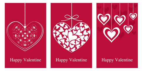 Valentine Concept. Heart ornaments decorated card illustration. Decorative heart ornaments for greeting cards, web and banners. Vector illustration. バレンタインカードデザイン、バレンタインイラスト、ハートデザイン
