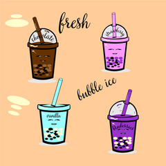 Bubble milk tea Special Promotions design, Boba milk tea, Pearl milk tea , Yummy drinks, coffees and soft drinks with logo and doodle style advertisement banner. Vector illustration.