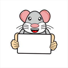 vector mouse mascot holding blackboard