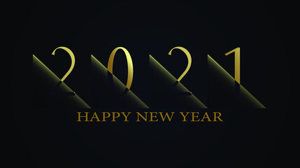 Obraz premium Happy 2021 new year. Numbers 2021 Design with Creative Paper Cut. On gold. Isolated on blue background