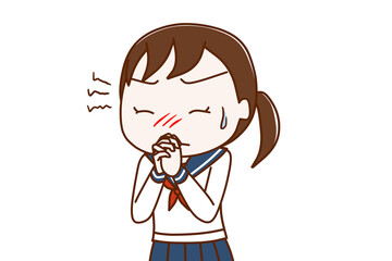 苦しい時は神頼みでお祈りする女子学生