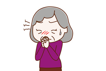 Obraz premium 苦しい時は神頼みでお祈りする高齢の女性