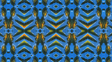 African fabric, cotton – Textured and seamless pattern – Blue and yellow colors, photo 