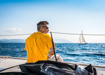Skipper resting during the yacht race