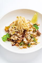 fried rice with eat and vegetables