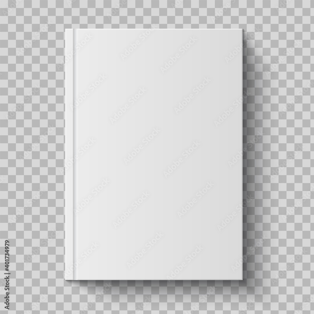 Aufkleber realistic closed book. empty 3d mockup diary with blank hard cardboard cover isolated on transparent