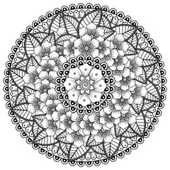 Circular pattern in the form of mandala. henna tatoo mandala. mehndi style. decorative pattern in oriental style. coloring book page.