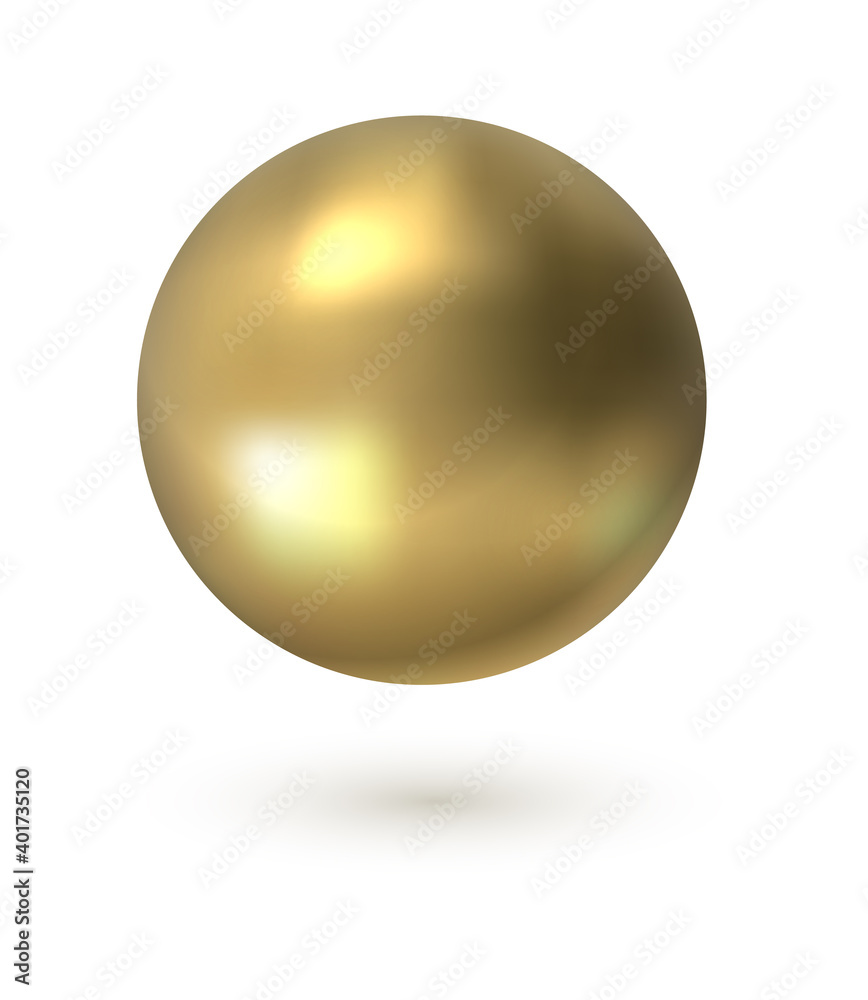 Aufkleber golden circle. realistic 3d sphere. gold smooth surface with light reflection effect. floating gloss