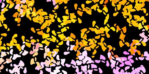 Dark pink, yellow vector pattern with abstract shapes.