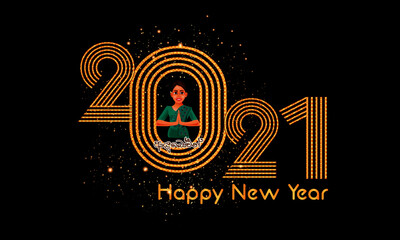 Happy New Year 2021 . Collection of greeting background designs, New Year, social media promotional content. Aubowan ,Vector illustration