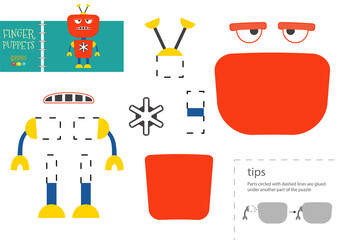 Cut and glue paper toy. Preschool kids vector educational worksheet