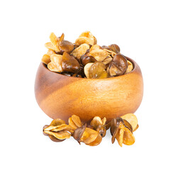 Broad bean, English Bean, European Bean, Field Bean. Fry (Vicia faba L.). on white background