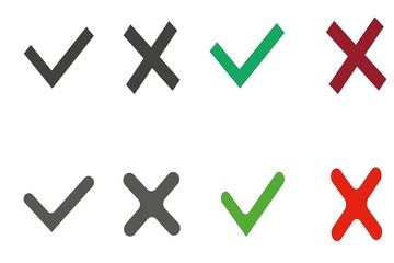 check mark and cross icons vector
