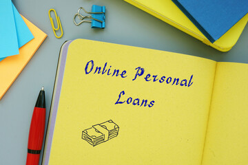 Financial concept about Online Personal Loans with sign on the page.