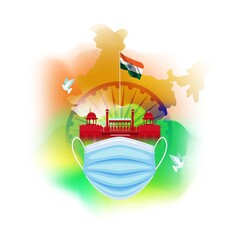 Indian Patriotic concept banner with abstract tricolor background,  vector illustration poster.