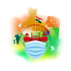 Indian Patriotic concept banner with abstract tricolor background,  vector illustration poster.