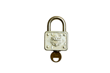 Antique pad lock with key - closed