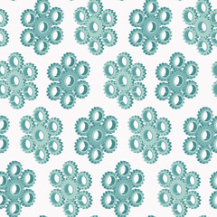 Vector seamless pattern of snowflakes from gears. Winter background.