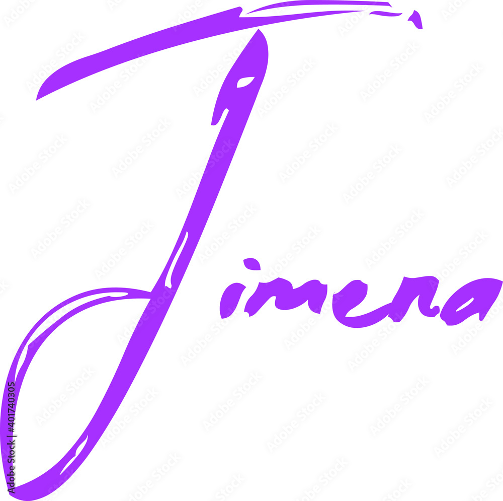 Fototapete beautiful cursive typography typescript text female name jimena in purple color