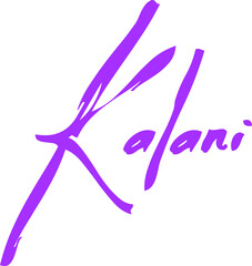 Beautiful Calligraphy Typescript Text Female Name Kalani in Purple Color