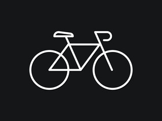 Fototapeta premium Simple bicycle icon isolated on black background. Outline style of bicycle icon vector