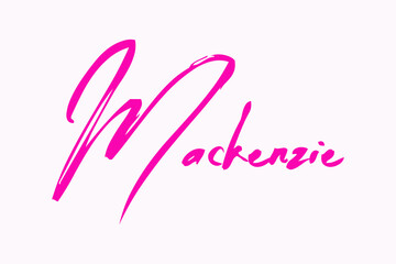 Brush Calligraphy Typescript Female Name "Mackenzie "  in Pink Color