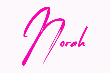 Brush Calligraphy Typescript Female Name "Norah" in Pink Color