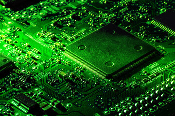 photography of a computer electronic chip on a microcircuit