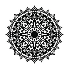 Circular pattern in form of mandala for Henna, Mehndi, tattoo, decoration. Decorative ornament in ethnic oriental style. Coloring book page.