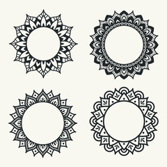 Circular pattern in form of mandala for Henna, Mehndi, tattoo, decoration. Decorative ornament in ethnic oriental style. Coloring book page.