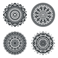 Circular pattern in form of mandala for Henna, Mehndi, tattoo, decoration. Decorative ornament in ethnic oriental style. Coloring book page.