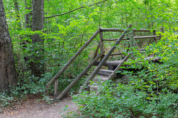 Details from wood and stone bridge