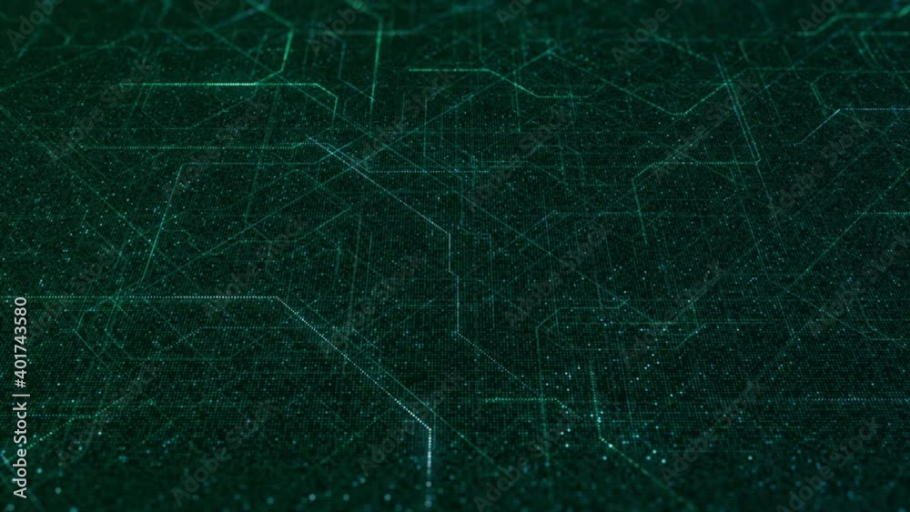 Poster abstract circuit board with data points and electronic signals. animation. motion graphic with high-