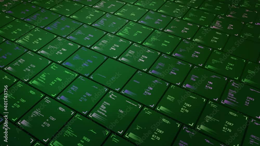 Aufkleber digital computer data collection, interface with many rows of cells moving in the opposite direction