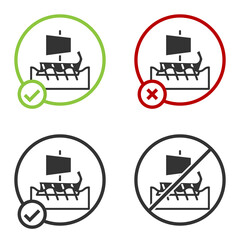 Black Ancient Greek trireme icon isolated on white background. Circle button. Vector.